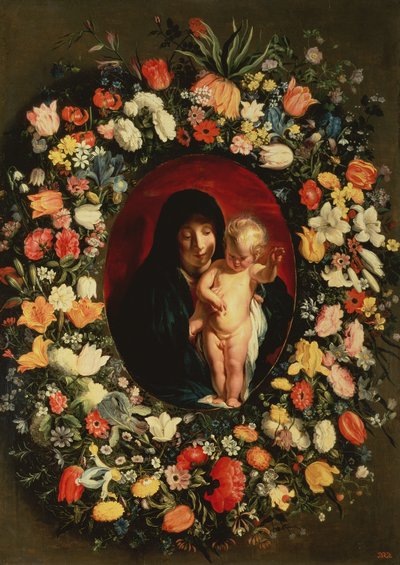 Madonna and Child Wreathed with Flowers by Jacob Jordaens